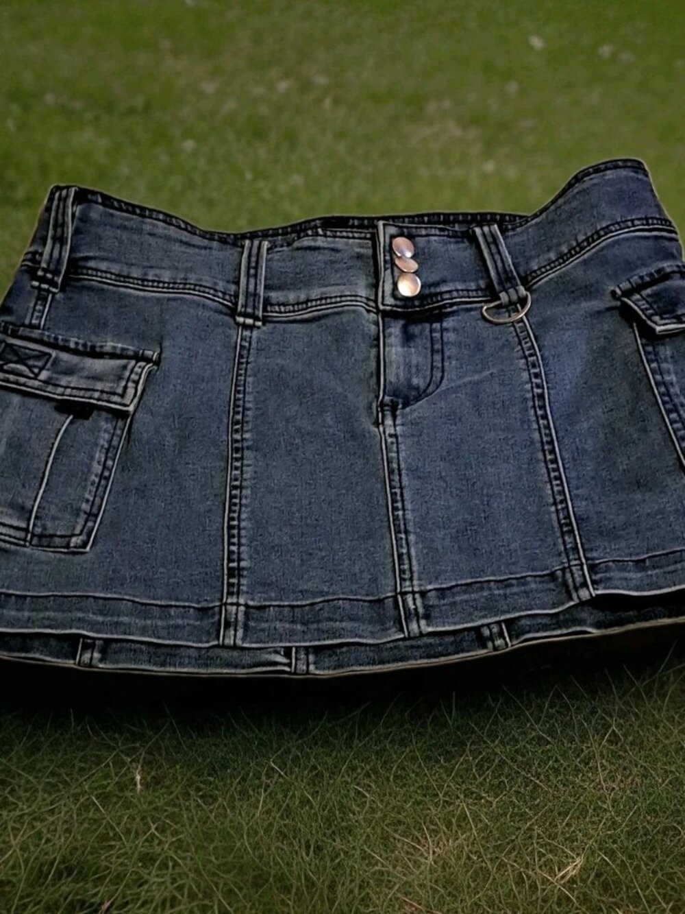 Urban Outfitters Denim Mini Skirt Womens S Blue Cotton Button Pockets Solid